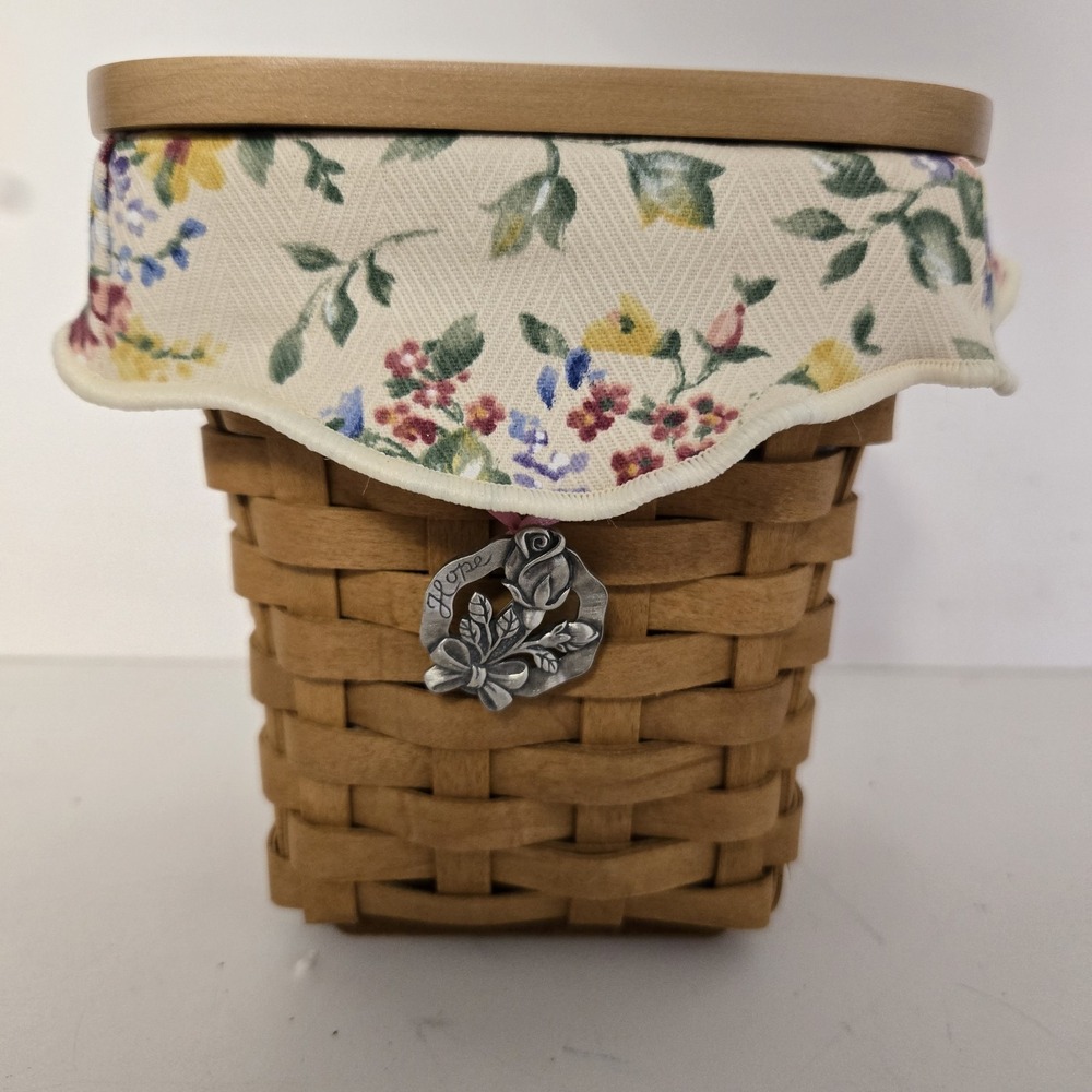 Longaberger 2004 Horizon of Hope American Cancer Society Lined‎ Basket 6" EUC